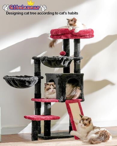 Cat Tree, Cat Tower with condo, 2 Baskets, Large Platform, Scratch Board, Cat Scratching Posts for Indoor Cats, Light Gray GCT003SW in Saudi Arabia