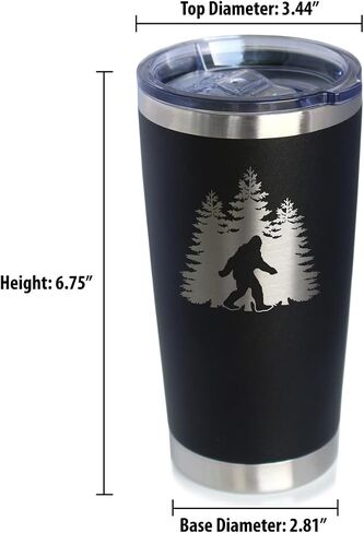 Bigfoot - Insulated Coffee Tumbler Cup with Sliding Lid - Stainless Steel Insulated Mug - Funny Bigfoot Gifts for Sasquatch Enthusiasts - Black in Saudi Arabia