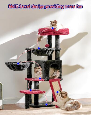 Cat Tree, Cat Tower with condo, 2 Baskets, Large Platform, Scratch Board, Cat Scratching Posts for Indoor Cats, Light Gray GCT003SW in Saudi Arabia