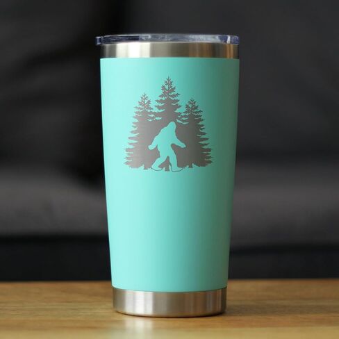 Bigfoot - Insulated Coffee Tumbler Cup with Sliding Lid - Stainless Steel Insulated Mug - Funny Bigfoot Gifts for Sasquatch Enthusiasts - Black in Saudi Arabia
