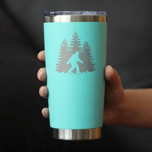 Bigfoot - Insulated Coffee Tumbler Cup with Sliding Lid - Stainless Steel Insulated Mug - Funny Bigfoot Gifts for Sasquatch Enthusiasts - Black in Saudi Arabia