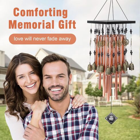 Wind Chimes for Outside, 30"Memorial Wind Chimes with 24 Copper Tubes and 16 Copper Bell for Garden,Patio,Window Wind Chime Hanging Decoration,Bronze Memorial Sympathy Wind Chimes Gifts for Mom in Saudi Arabia