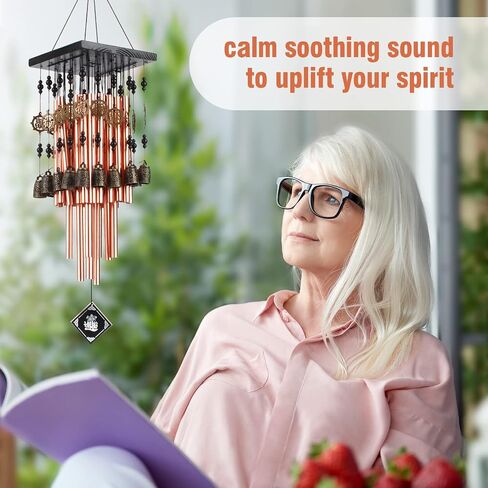 Wind Chimes for Outside, 30"Memorial Wind Chimes with 24 Copper Tubes and 16 Copper Bell for Garden,Patio,Window Wind Chime Hanging Decoration,Bronze Memorial Sympathy Wind Chimes Gifts for Mom in Saudi Arabia