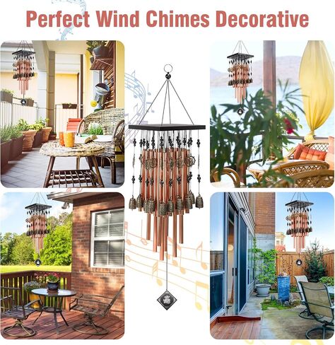 Wind Chimes for Outside, 30"Memorial Wind Chimes with 24 Copper Tubes and 16 Copper Bell for Garden,Patio,Window Wind Chime Hanging Decoration,Bronze Memorial Sympathy Wind Chimes Gifts for Mom in Saudi Arabia