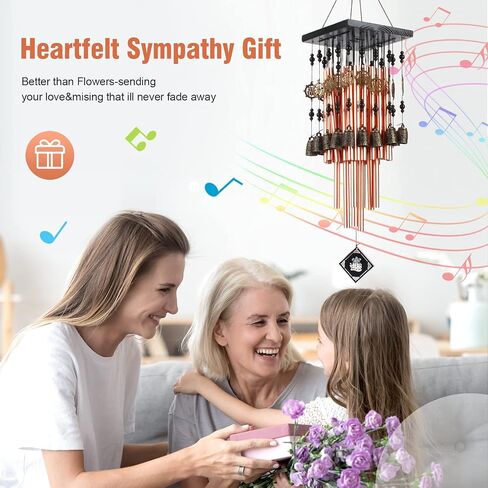 Wind Chimes for Outside, 30"Memorial Wind Chimes with 24 Copper Tubes and 16 Copper Bell for Garden,Patio,Window Wind Chime Hanging Decoration,Bronze Memorial Sympathy Wind Chimes Gifts for Mom in Saudi Arabia