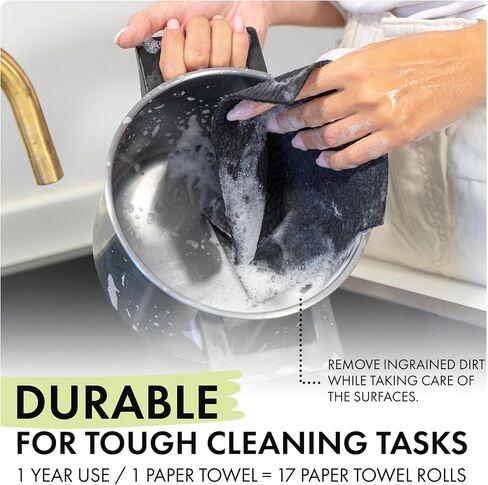 Superscandi 5 Pack Swedish Dishcloths للمطبخ - 100 ٪ قابلة للتحلل وقابل للتحلل | المناشف الورقية القابلة لإعادة الاستخدام قابلة للغسل ، آمنة من الطعام وبدون خرق من البلاستيك - أطباق مناسبة لأي سطح | قسط ، أسود in Kuwait