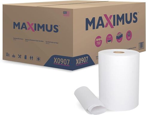 مناشف ورقية Maximus X1017 Premium TAD مقاس 10 بوصات ذات امتصاص فائق، لفافات مناشف ورقية تجارية عالية السعة مناسبة للمكاتب والمطاعم ومرافق الرعاية الصحية، 6 لفات لكل علبة in Kuwait