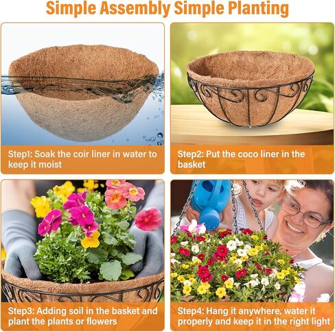 LEGIGO 3 Pack 10 بوصة سلال معلقة معدنية للنباتات في الهواء الطلق- سلك المزارعون معلقة سلة مع بطانة جوز الهند ، وعاء زهرة معلق للنباتات في الهواء الطلق زهور حديقة الزخارف in Kuwait