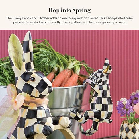 MACKENZIE-CHILDS Pot Climber, Decorative Flowerpot Hanger, Indoor and Outdoor Planter Hanging Decor, Funny Bunny in Kuwait