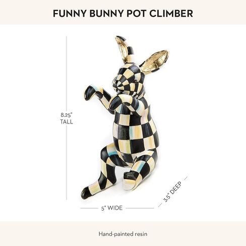 MACKENZIE-CHILDS Pot Climber, Decorative Flowerpot Hanger, Indoor and Outdoor Planter Hanging Decor, Funny Bunny in Kuwait