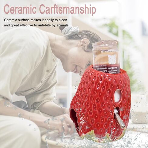 Hamster Water Bottle, Strawberry Ceramic Hamster Water Bottle for Glass Tank, 80ML Water Bottle Holder with 2 No Drip Caps for Syrian Dwarf Hamster Mice Gerbil in Saudi Arabia