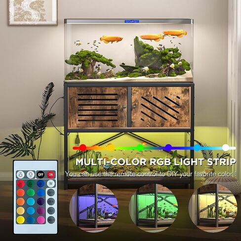 MELLCOM 20-29 Gallon Fish Tank Stand, Adjustable 2-Tier Metal Aquarium Stand with Shelf for Fish Tank Accessories Storage,Turtle Reptile Terrariums Stand Rack for Home Office,Tank not included in Saudi Arabia