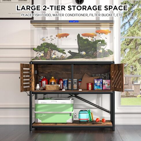 MELLCOM 20-29 Gallon Fish Tank Stand, Adjustable 2-Tier Metal Aquarium Stand with Shelf for Fish Tank Accessories Storage,Turtle Reptile Terrariums Stand Rack for Home Office,Tank not included in Saudi Arabia