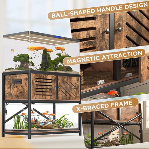 MELLCOM 20-29 Gallon Fish Tank Stand, Adjustable 2-Tier Metal Aquarium Stand with Shelf for Fish Tank Accessories Storage,Turtle Reptile Terrariums Stand Rack for Home Office,Tank not included in Saudi Arabia