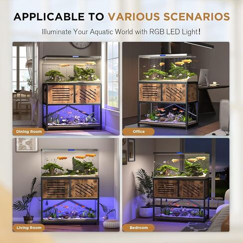 MELLCOM 20-29 Gallon Fish Tank Stand, Adjustable 2-Tier Metal Aquarium Stand with Shelf for Fish Tank Accessories Storage,Turtle Reptile Terrariums Stand Rack for Home Office,Tank not included in Saudi Arabia