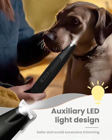 Dog Paw Trimmer with LED Light, Ultra-Low Noise Dog Clippers for Grooming,Cordless Paw Trimmer for Dogs with LED Display,Type-C Rechargeable Dog Hair Clippers for Paws,Ears,Eyes,Face, Rump in Saudi Arabia