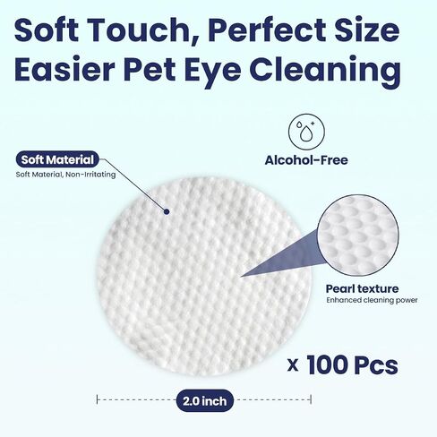 Pet Eye Wipes for Dogs & Cats, Tear Stain Remover Dog Wipes for Discharge & Crust, Cat Eye Cleaning Wipes for Face & Eyelids, 100 Hypoallergenic Wipes with Wrinkle Care (Better with Dog Eye Drops) in Saudi Arabia