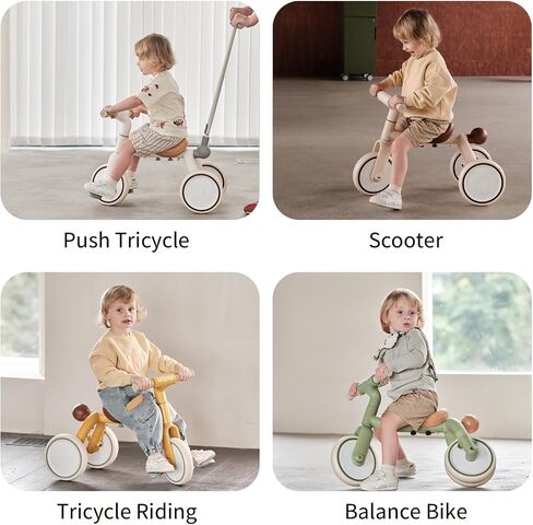 Pony 4-in-1 أطفال الدراجات ثلاثية الدراجات في 1-4 دفع شريحة ركوب على لعبة التوازن في التوازن الدراجة الأطفال Walker Stroller (أبيض) in Kuwait