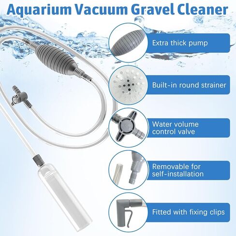 PINVNBY Aquarium Vacuum Gravel Cleaner Kit Manually Fish Tank Cleaner with Cleaning Brush & Suction Cup Fish Tank Water Changer Aquarium Siphon Sand Cleaning for Small Fish Tank in Kuwait