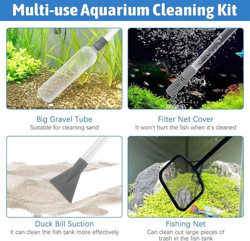 PINVNBY Aquarium Vacuum Gravel Cleaner Kit Manually Fish Tank Cleaner with Cleaning Brush & Suction Cup Fish Tank Water Changer Aquarium Siphon Sand Cleaning for Small Fish Tank in Kuwait