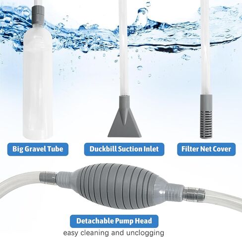 PINVNBY Aquarium Vacuum Gravel Cleaner Kit Manually Fish Tank Cleaner with Cleaning Brush & Suction Cup Fish Tank Water Changer Aquarium Siphon Sand Cleaning for Small Fish Tank in Kuwait