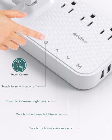 Addtam LED Desk Lamp, Power Strip with 3 Outlets 4 USB Charging Ports(2 USBC), 4 Modes 5 Level Brightness Touch Lamp, Small Desk Lamp for Home Office College Dorm Room Essentials in Kuwait