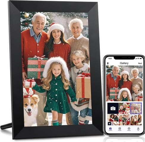 Wi-Fi Digital Picture Frame with Touch Screen, 10.1" Smart Digital Photo Frame with 32G Memory, HD Electric Picture Frame Support Wall Mount, Share Instant Photos from Anywhere, for Christmas in Kuwait