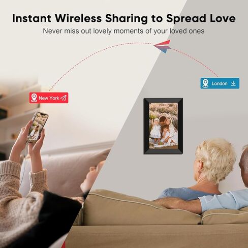 Wi-Fi Digital Picture Frame with Touch Screen, 10.1" Smart Digital Photo Frame with 32G Memory, HD Electric Picture Frame Support Wall Mount, Share Instant Photos from Anywhere, for Christmas in Kuwait