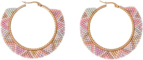 Earrings by Embera Bead Project, Hoop Seed Bead Earrings, Social Impact (Isla) in Saudi Arabia
