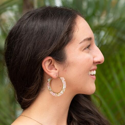 Earrings by Embera Bead Project, Hoop Seed Bead Earrings, Social Impact (Isla) in Saudi Arabia