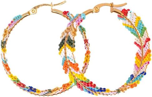 Earrings by Embera Bead Project, Hoop Seed Bead Earrings, Social Impact (Isla) in Saudi Arabia