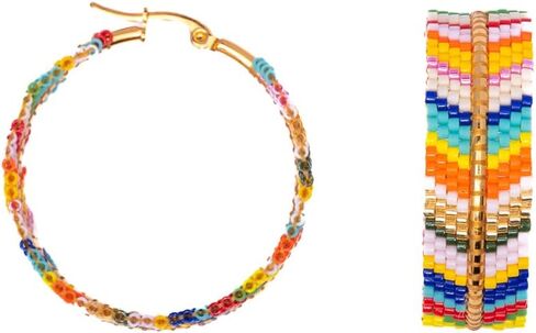 Earrings by Embera Bead Project, Hoop Seed Bead Earrings, Social Impact (Isla) in Saudi Arabia