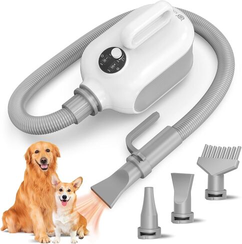 SISIGAD Dog Blow Dryer, High Velocity Blow Dryer for Dogs, 2500W Adjustable Speed and Temperature with 3 Nozzles for for All Kinds of Pets in Saudi Arabia