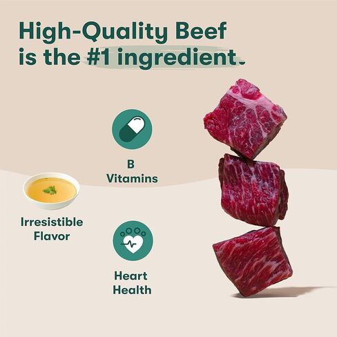 Jinx Beef Wet Dog Food Topper, Mix with Dry Dog Food, Made with Real Beef & Chicken, Bone Broth & Brown Rice, No Fillers, Puppy, Adult, Senior, 9oz, 6 Pack in Kuwait