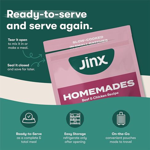 Jinx Beef Wet Dog Food Topper, Mix with Dry Dog Food, Made with Real Beef & Chicken, Bone Broth & Brown Rice, No Fillers, Puppy, Adult, Senior, 9oz, 6 Pack in Kuwait