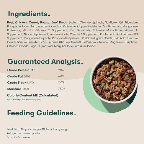 Jinx Beef Wet Dog Food Topper, Mix with Dry Dog Food, Made with Real Beef & Chicken, Bone Broth & Brown Rice, No Fillers, Puppy, Adult, Senior, 9oz, 6 Pack in Kuwait