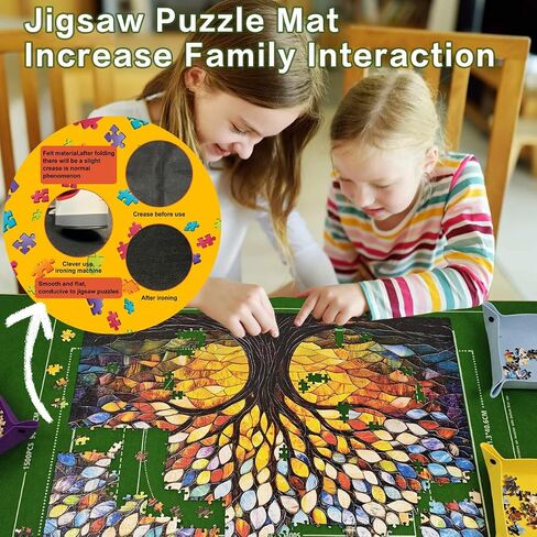 Puzzle Roll Mat Puzzle Storage Puzzle Saver with 8 Colored Sorting Trays Storage Bag Pump Jigsaw Felt Mat with Anti-Leak Tube & 3 Elastic Bands Portable Puzzle Keeper (3000pcs Black) in Saudi Arabia