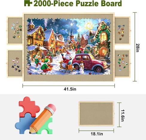 Puzzle Board with Drawers and Cover, 1500 Pieces Jigsaw Puzzle Board with Adjustable Tilt Stand, Tilting Puzzle Board for All Ages in Saudi Arabia