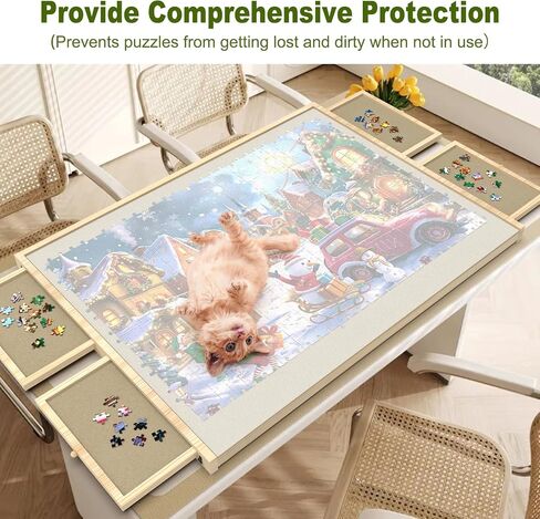 Puzzle Board with Drawers and Cover, 1500 Pieces Jigsaw Puzzle Board with Adjustable Tilt Stand, Tilting Puzzle Board for All Ages in Saudi Arabia