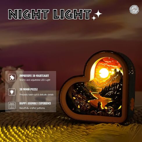 Woodbests الألغاز الخشبية 3D Nightlight على شكل قلب (الحب الحلو) DIY الحرف DIY للبالغين للألغاز الخشبية 3D ليلا ضوء عيد الحب للعائلة والأصدقاء in Kuwait