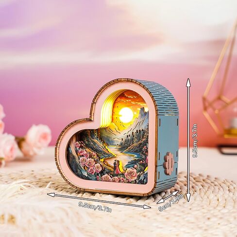 Woodbests الألغاز الخشبية 3D Nightlight على شكل قلب (الحب الحلو) DIY الحرف DIY للبالغين للألغاز الخشبية 3D ليلا ضوء عيد الحب للعائلة والأصدقاء in Kuwait