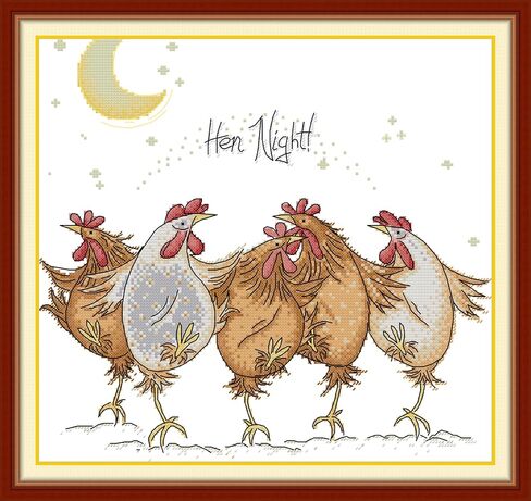 CrossNest 14CT Animal Counted Cross Stitch Kit for Beginners, Unprinted Complete DIY Embroidery Set with Pattern & Tools, Premium Aida Cloth & Threads (Five Happy Little Roosters) in Saudi Arabia