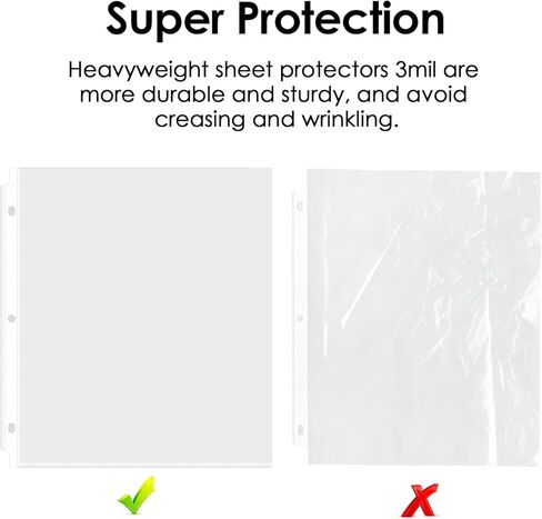 KTRIO 200 Pack Sheet Protectors 8.5 x 11 inch, Clear Page Protector for 3 Ring Binder, Plastic Sleeves for Binders, Top Loading Paper Sheets Document Sleeve Letter Size, Office & Home in Kuwait