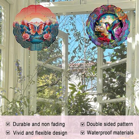 10-Inch Wind Spinner – Aluminum Sublimation Wind Spinner for Outdoor Garden Decor, Durable and Weather-Resistant, Perfect for Adding a Touch of Elegance to Any Space (HummingbirdGarden) in Saudi Arabia