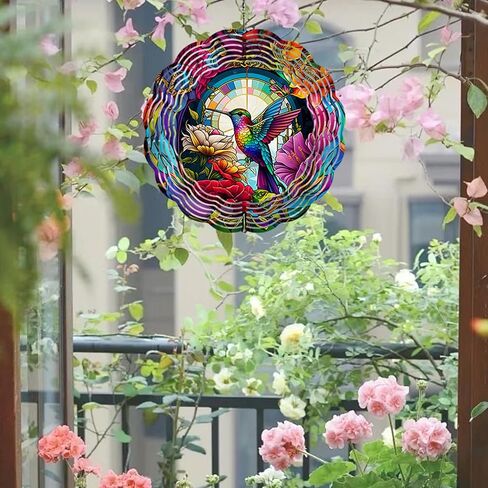 10-Inch Wind Spinner – Aluminum Sublimation Wind Spinner for Outdoor Garden Decor, Durable and Weather-Resistant, Perfect for Adding a Touch of Elegance to Any Space (HummingbirdGarden) in Saudi Arabia
