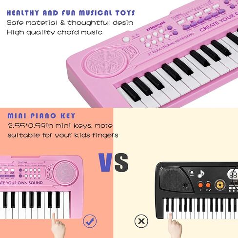 Raimy 37 Keys Keys Piano for Kids ، Portable Keyboard Piano Piano Exhip Learning Electronic Musical Musical Toys Toys for 3 4 5 6 7 8 9 year boys and girls (Pink) in Kuwait