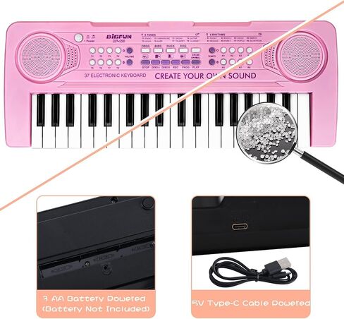 Raimy 37 Keys Keys Piano for Kids ، Portable Keyboard Piano Piano Exhip Learning Electronic Musical Musical Toys Toys for 3 4 5 6 7 8 9 year boys and girls (Pink) in Kuwait