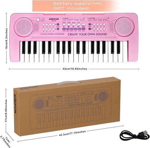 Raimy 37 Keys Keys Piano for Kids ، Portable Keyboard Piano Piano Exhip Learning Electronic Musical Musical Toys Toys for 3 4 5 6 7 8 9 year boys and girls (Pink) in Kuwait