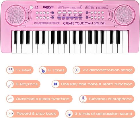 Raimy 37 Keys Keys Piano for Kids ، Portable Keyboard Piano Piano Exhip Learning Electronic Musical Musical Toys Toys for 3 4 5 6 7 8 9 year boys and girls (Pink) in Kuwait
