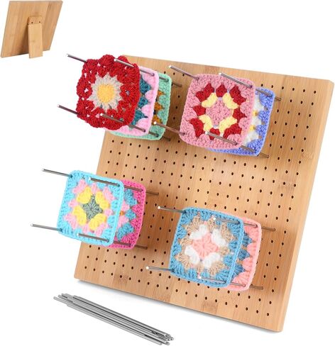 Crochet Blocking Board with Pins，Granny Square Blocking Board for Crocheting,Blocking Mats for Knitting with 15 Stainless Steel Rod pins，Ideal Gift for Mothers & Grandmothers，7.8 X 7.8 Inches in Saudi Arabia